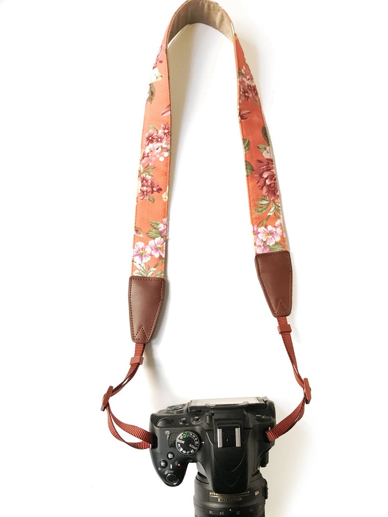 Alled Camera Strap Neck, Adjustable Vintage Orange Floral Camera Straps Shoulder Belt for Women/Men,Camera Strap for Nikon/Canon/Sony/Olympus/Samsung/Pentax ETC DSLR/SLR - Image 4